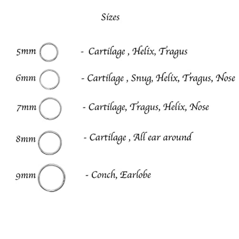 Sterling Silver Multi Size Open Piercing Hoops Cartilage Helix Tragus Handmade - Picture 2 of 8